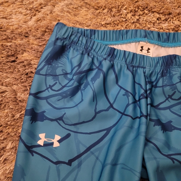 Under Armour Blue Floral Print Cropped Workout Pants M - Picture 3 of 9